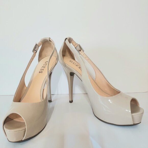 Guess Light Natural Synthetic Classy Girl Boss Pump size 6.5 womans - Picture 7 of 7